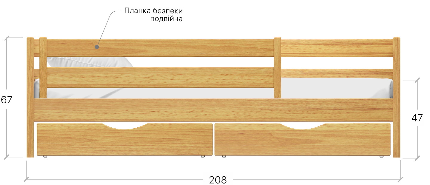 Замеры кровати Нота 90х200см (вид сбоку) Замеры кровати Нота 90х200см (вид сбоку)